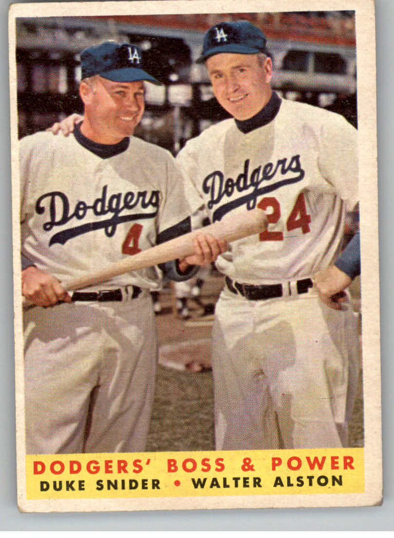 1958 Topps #314 Dodgers Boss and Power/Duke Snider/Walt Alston MG
