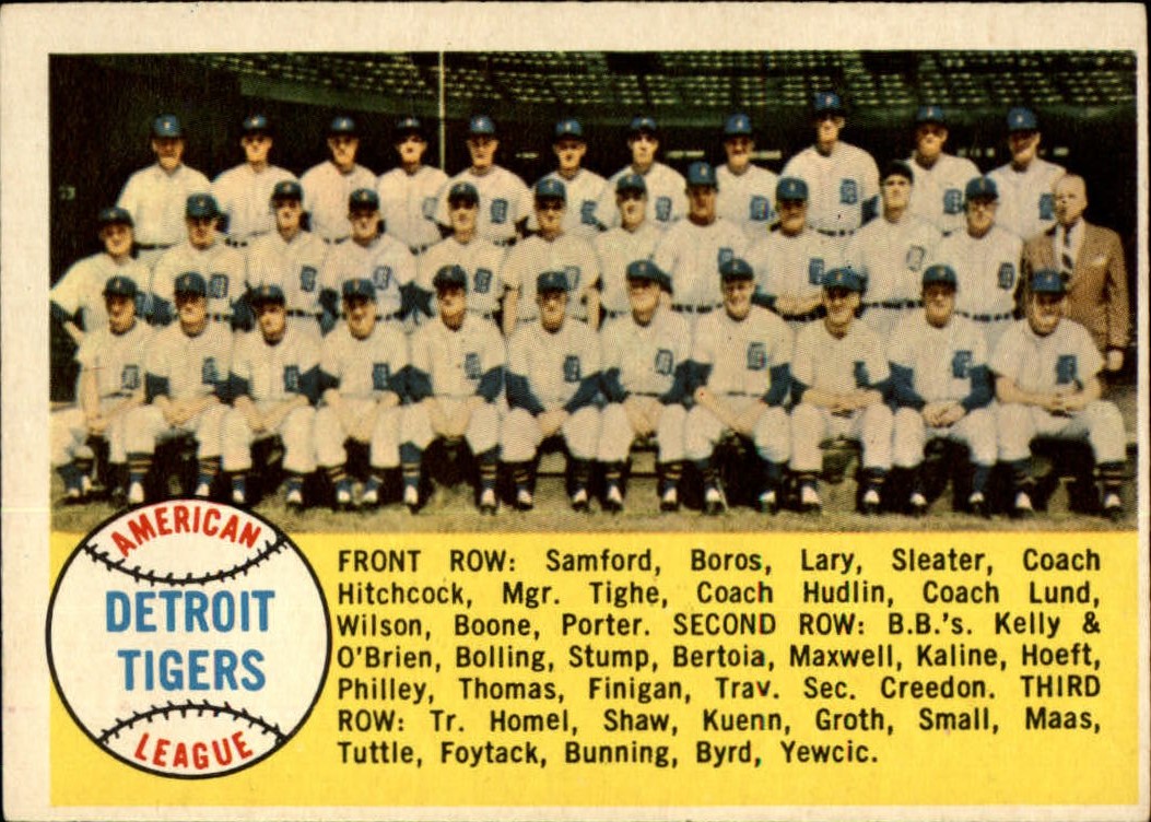 1958 Topps #397A Detroit Tigers TC/Alphabetical