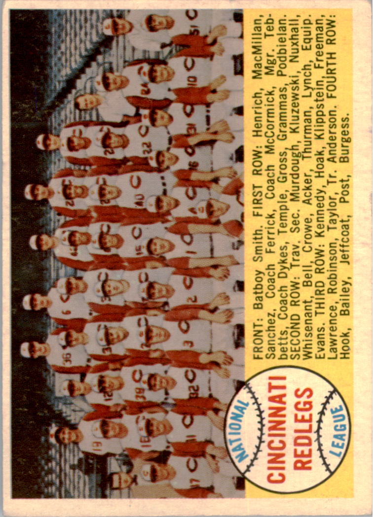 1958 Topps #428A Cincinnati Reds TC/Alphabetical