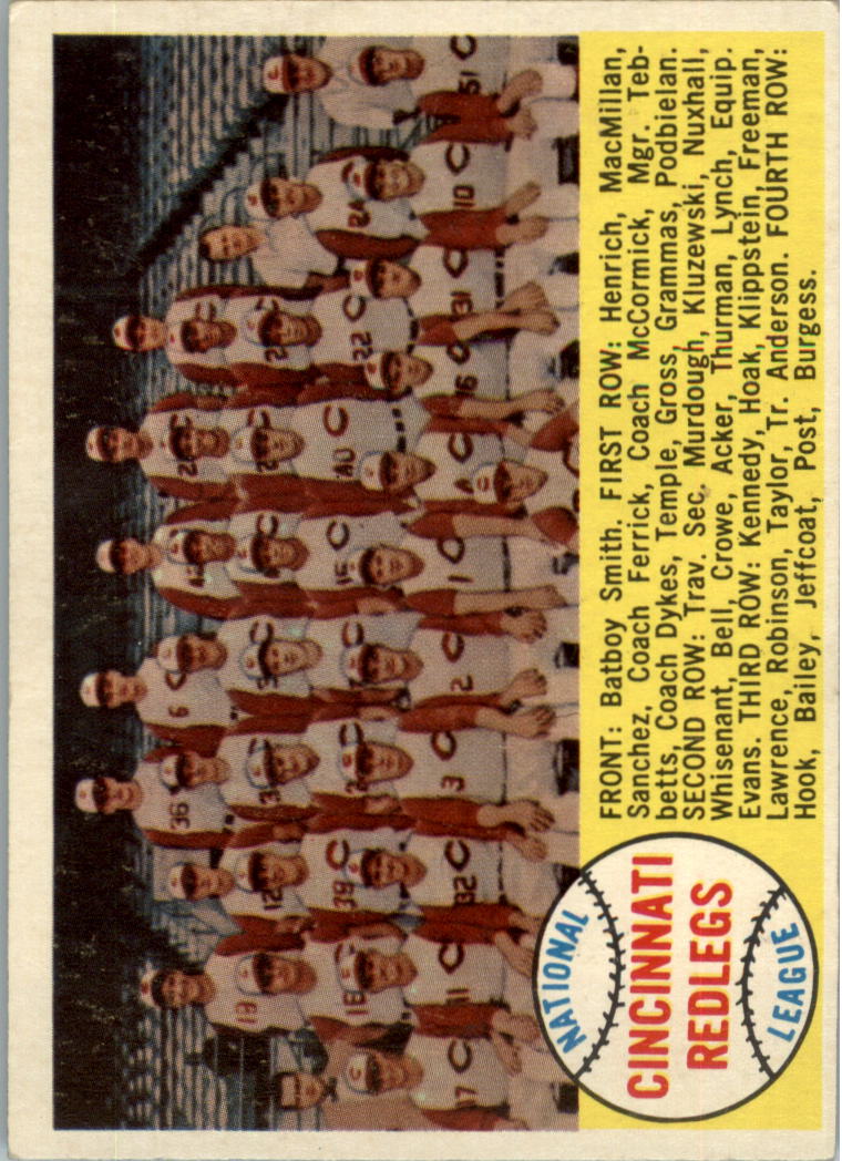 1958 Topps #428A Cincinnati Reds TC/Alphabetical