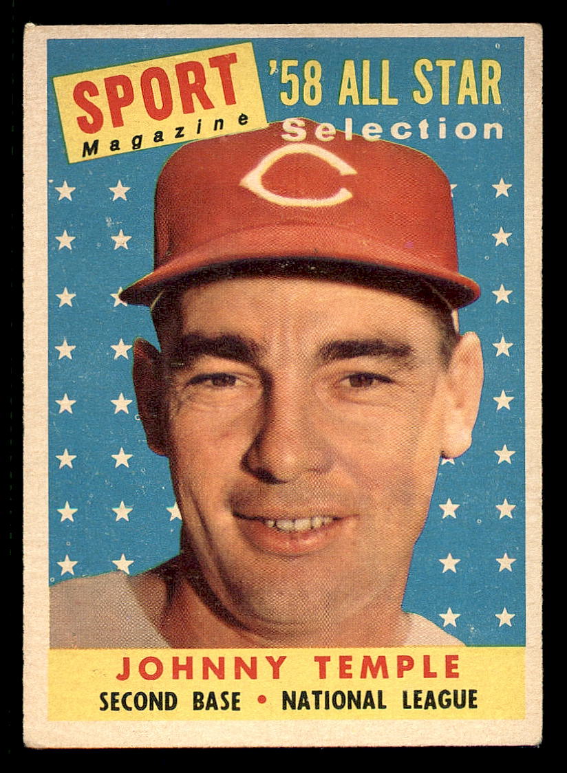 1958 Topps #478 Johnny Temple AS UER/Card says record vs American League/Temple was NL AS