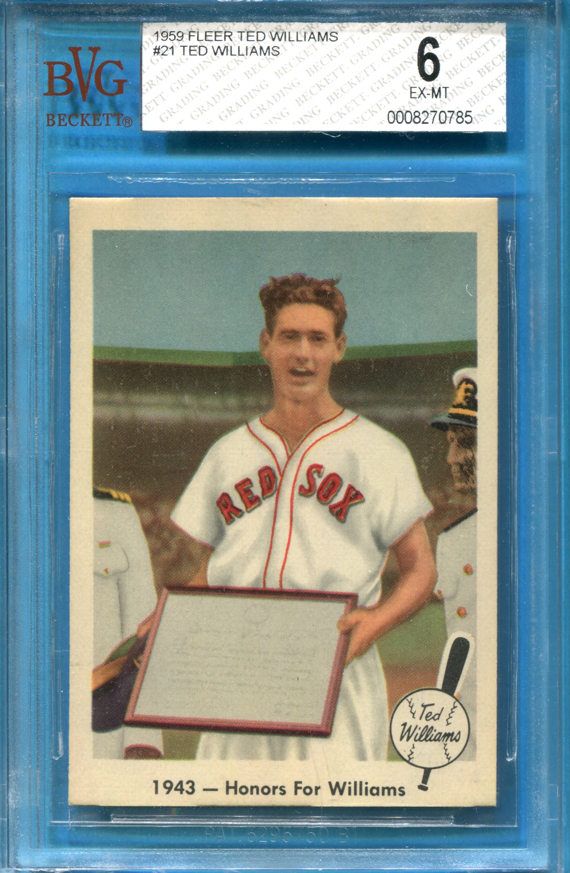 1959 Fleer Ted Williams #21 Honors for Williams
