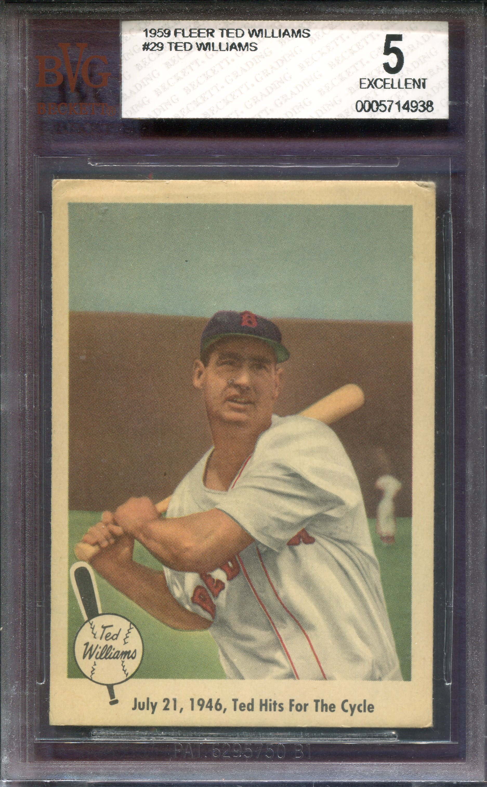 1959 Fleer Ted Williams #29 Ted Hits for Cycle