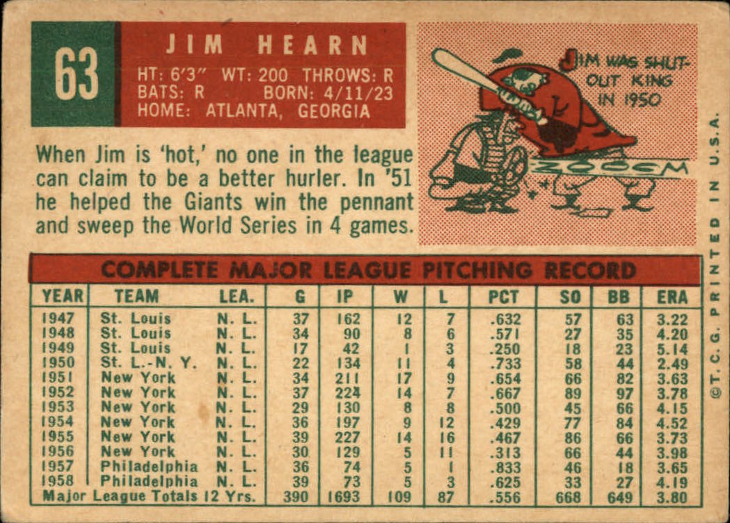 1959 TOPPS BASEBALL ASSORTED SINGLES U-PICK #1-220 - Picture 69 of 500