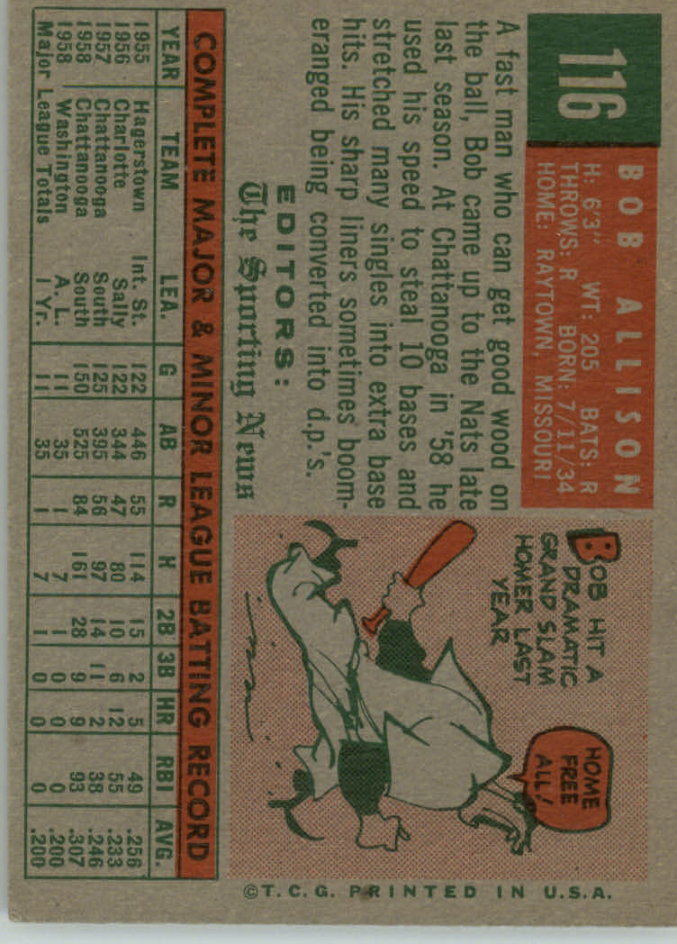 1959 TOPPS BASEBALL ASSORTED SINGLES U-PICK #1-220 - Picture 189 of 500