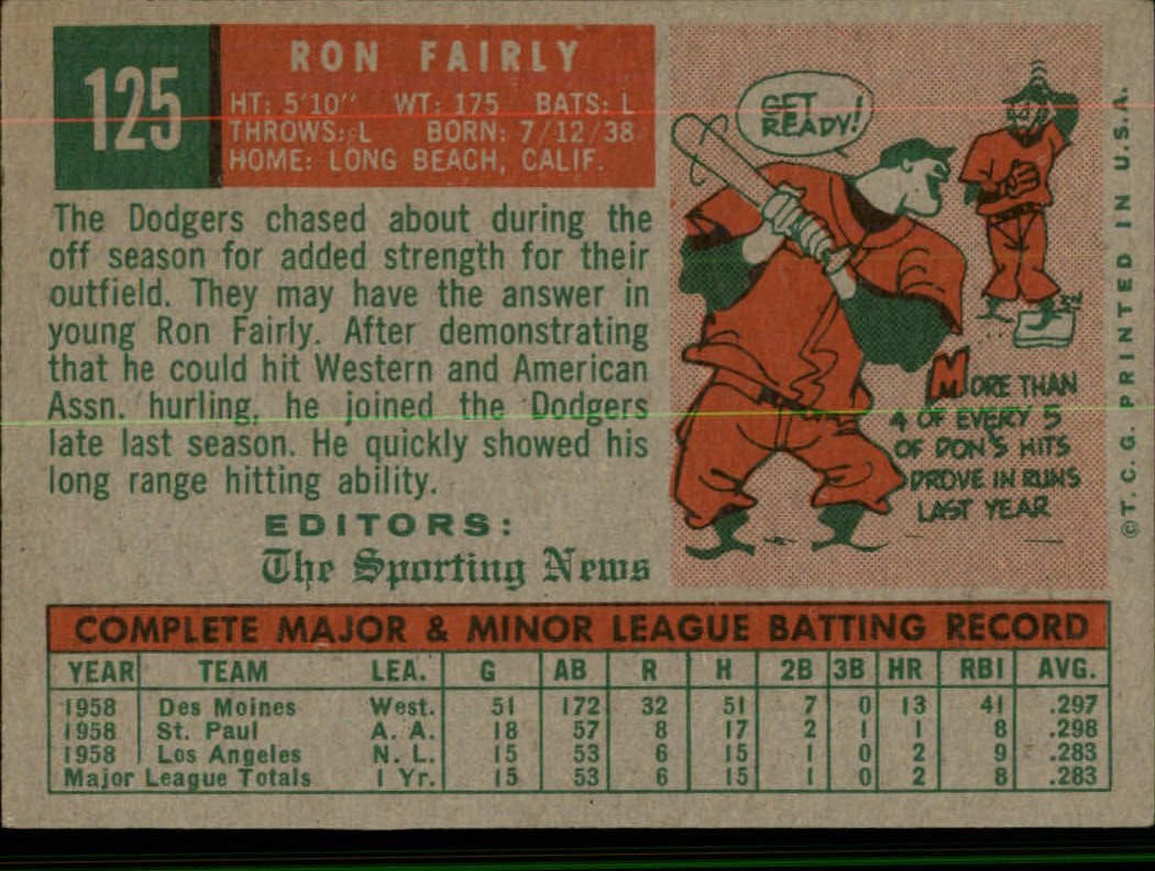 1959 TOPPS BASEBALL ASSORTED SINGLES U-PICK #1-220 - Picture 215 of 500
