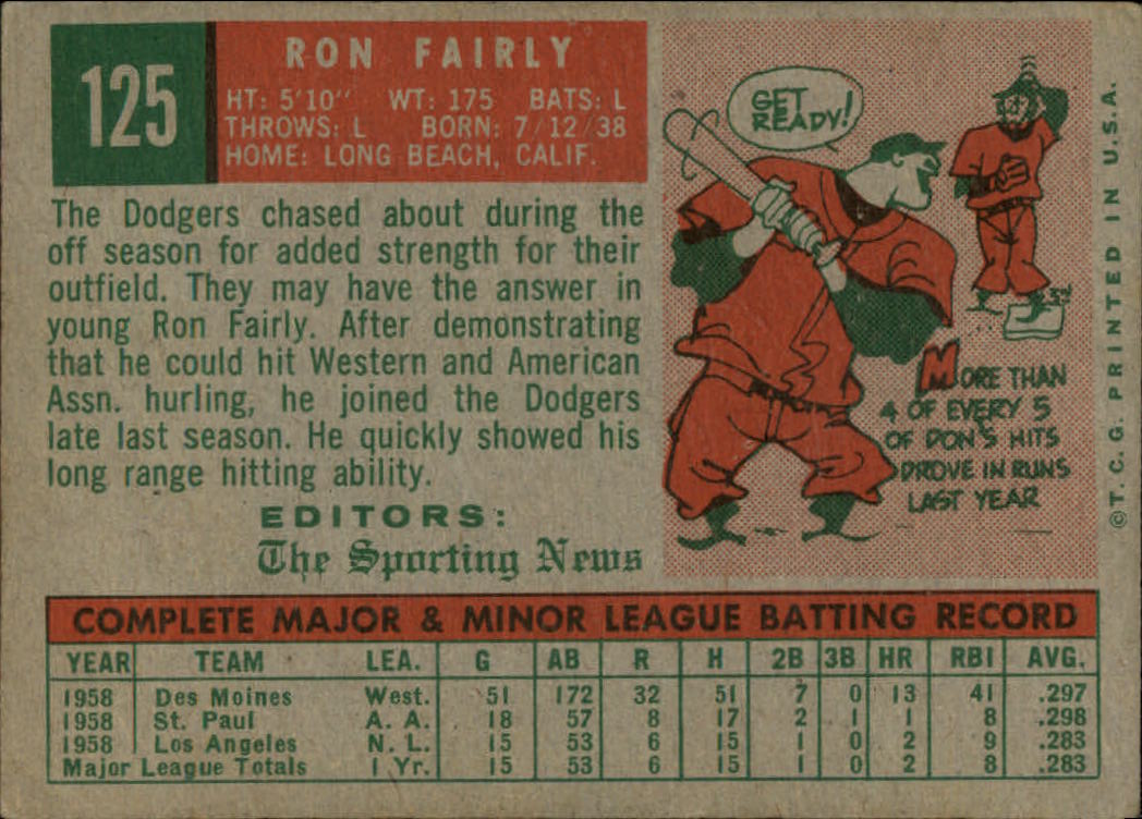 1959 TOPPS BASEBALL ASSORTED SINGLES U-PICK #1-220 - Picture 217 of 500