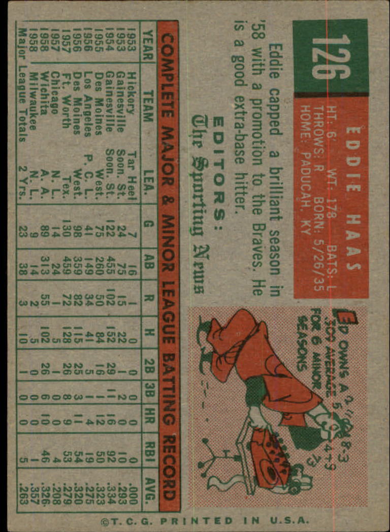 1959 TOPPS BASEBALL ASSORTED SINGLES U-PICK #1-220 - Picture 219 of 500