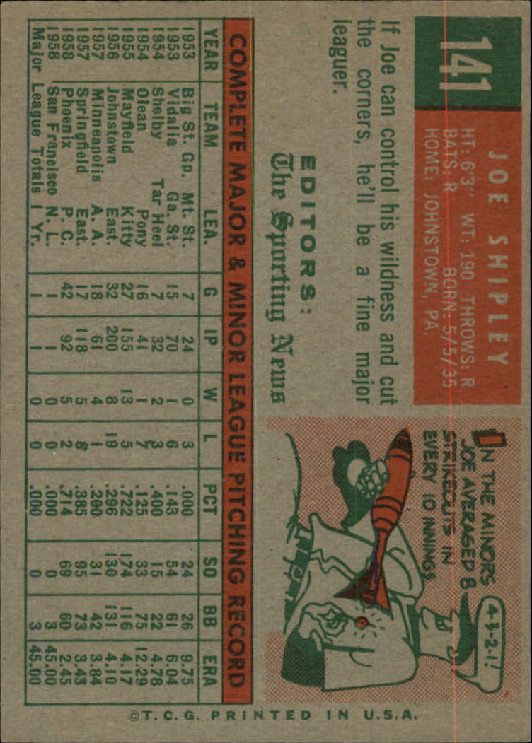 1959 TOPPS BASEBALL ASSORTED SINGLES U-PICK #1-220 - Picture 281 of 500