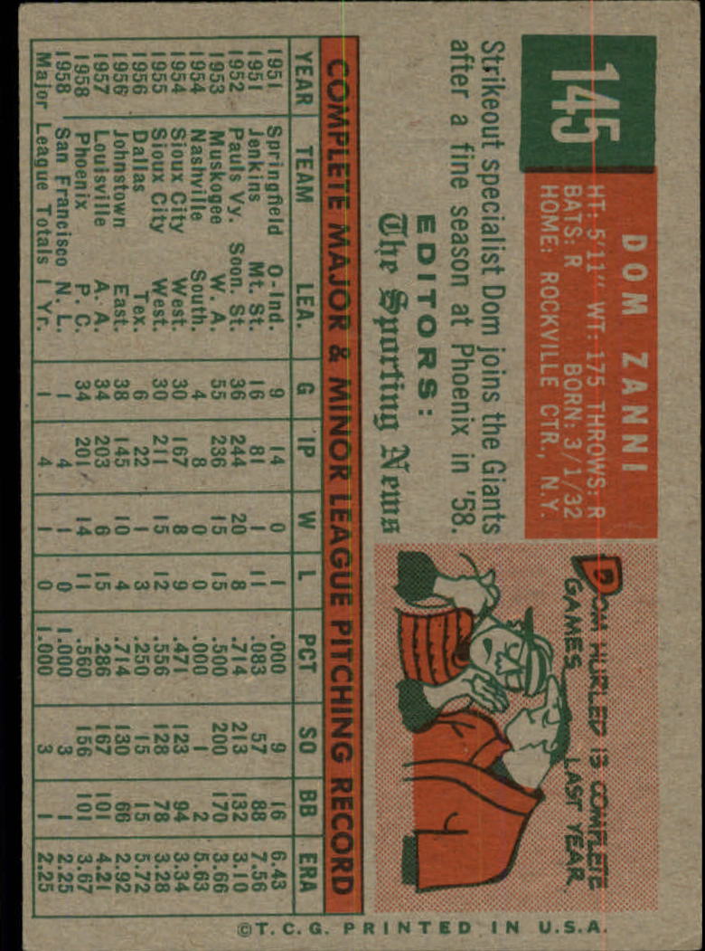1959 TOPPS BASEBALL ASSORTED SINGLES U-PICK #1-220 - Picture 295 of 500