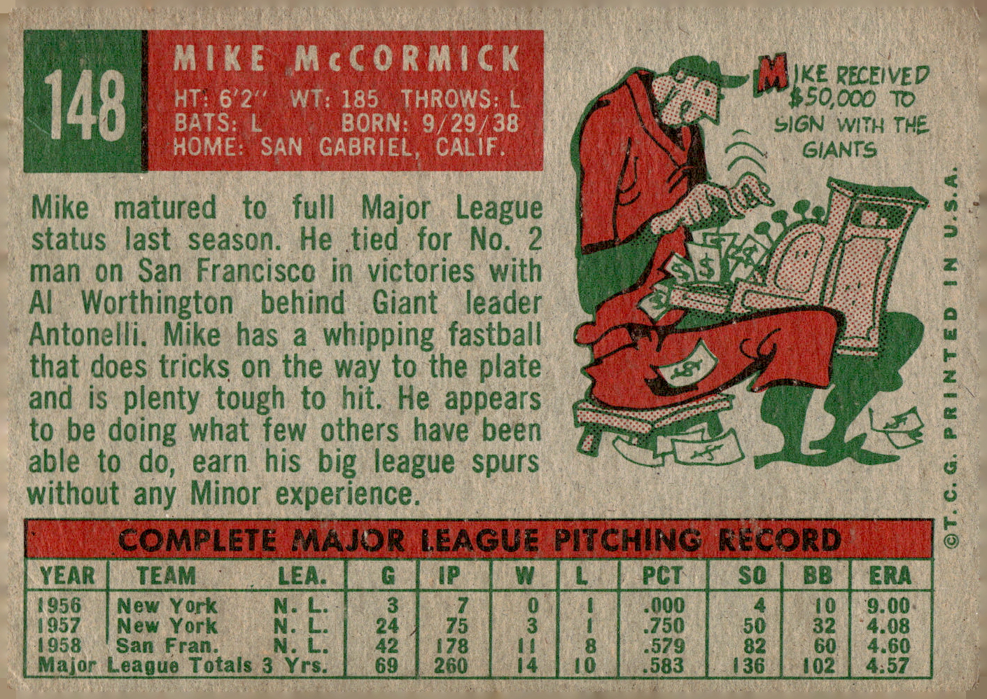 1959 TOPPS BASEBALL ASSORTED SINGLES U-PICK #1-220 - Picture 307 of 500