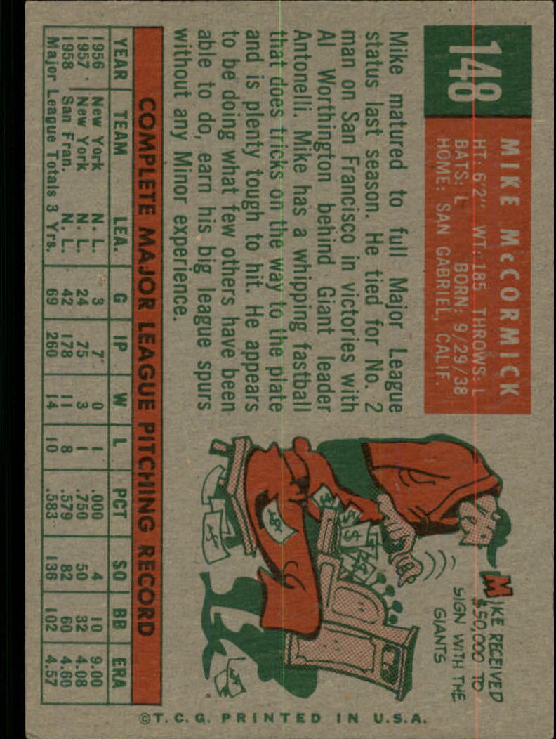 1959 TOPPS BASEBALL ASSORTED SINGLES U-PICK #1-220 - Picture 305 of 500