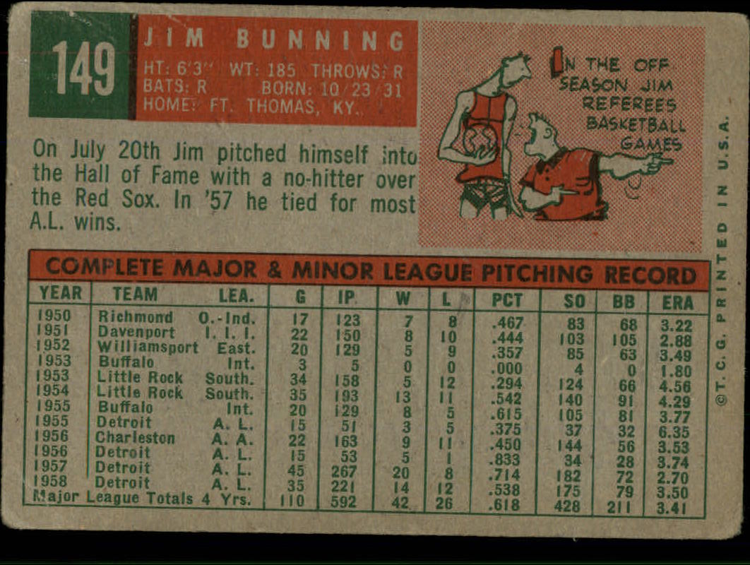 1959 TOPPS BASEBALL ASSORTED SINGLES U-PICK #1-220 - Picture 309 of 500