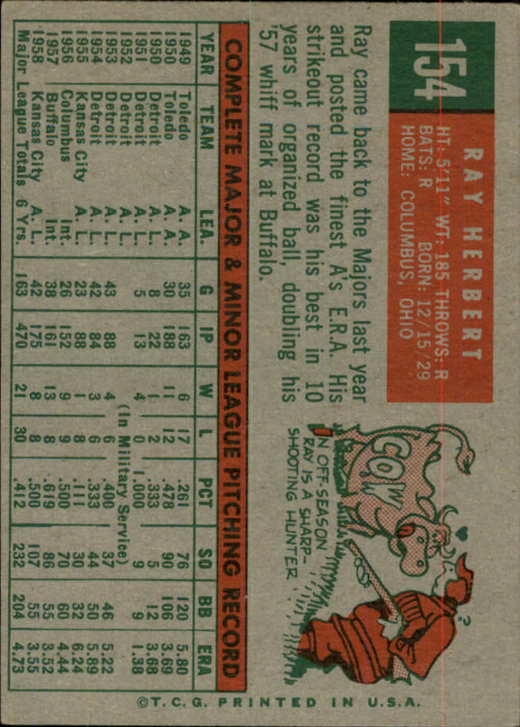 1959 TOPPS BASEBALL ASSORTED SINGLES U-PICK #1-220 - Picture 326 of 500