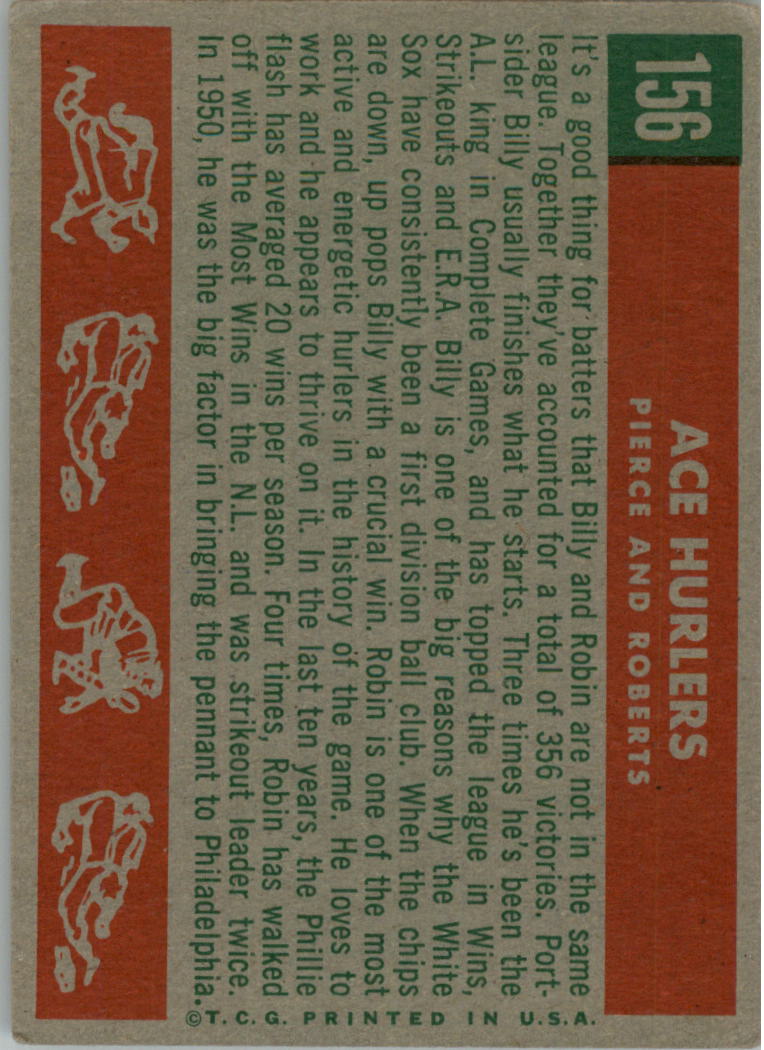 1959 Topps #156 Ace Hurlers/Billy Pierce/Robin Roberts back image
