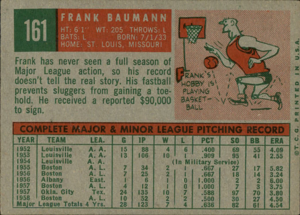 1959 TOPPS BASEBALL ASSORTED SINGLES U-PICK #1-220 - Picture 338 of 500