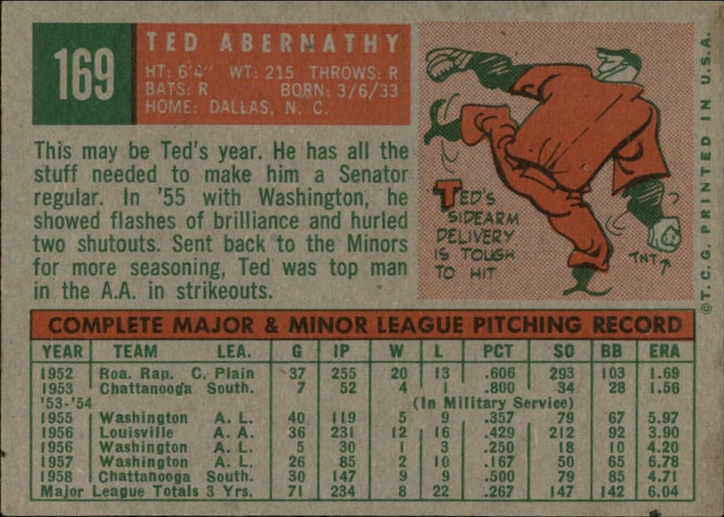 1959 TOPPS BASEBALL ASSORTED SINGLES U-PICK #1-220 - Picture 358 of 500