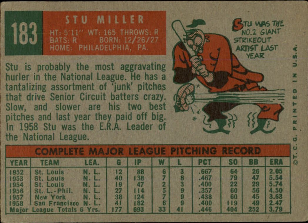 1959 TOPPS BASEBALL ASSORTED SINGLES U-PICK #1-220 - Picture 392 of 500
