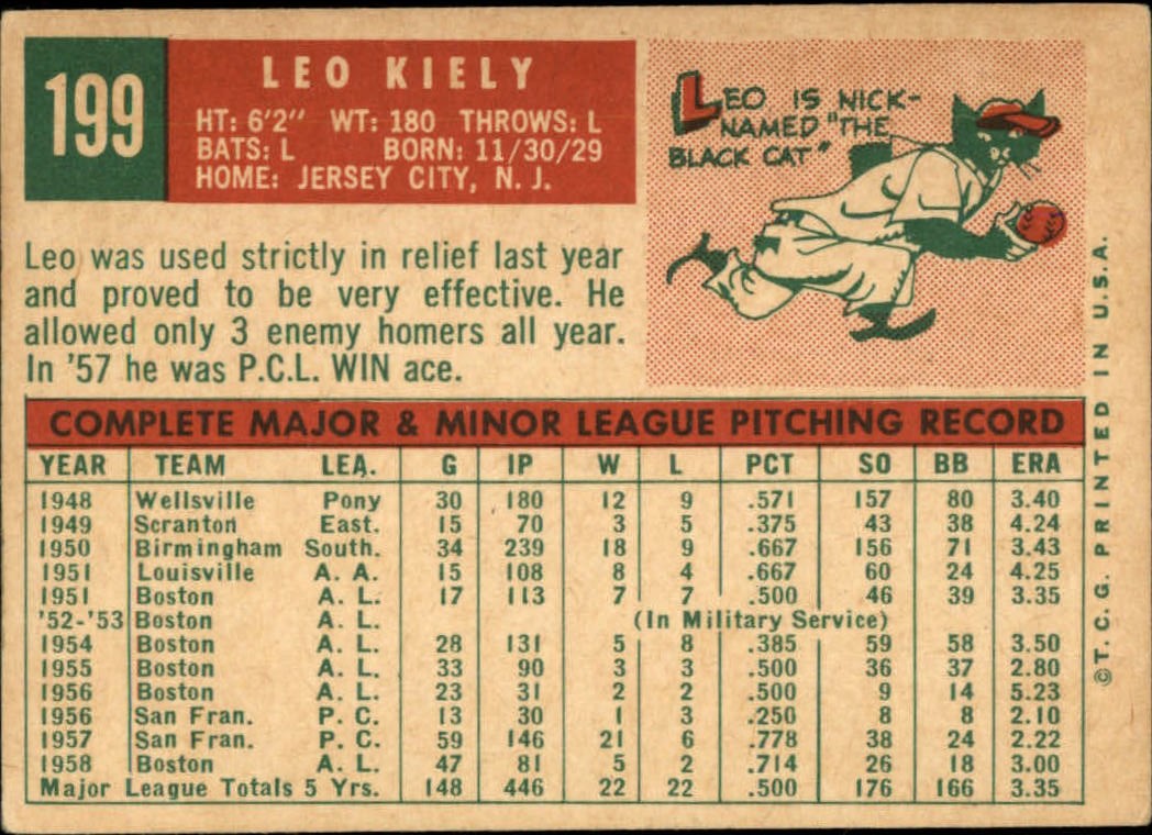 1959 TOPPS BASEBALL ASSORTED SINGLES U-PICK #1-220 - Picture 442 of 500