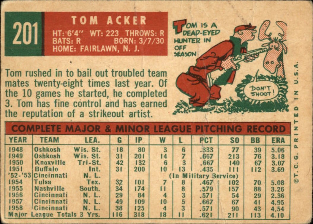 1959 TOPPS BASEBALL ASSORTED SINGLES U-PICK #1-220 - Picture 452 of 500