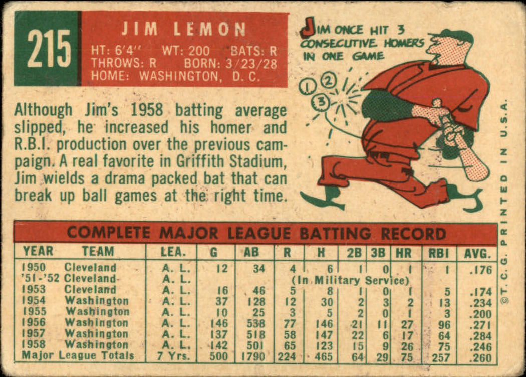 1959 TOPPS BASEBALL ASSORTED SINGLES U-PICK #1-220 - Picture 486 of 500