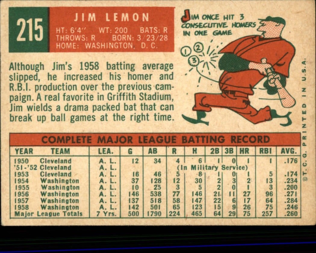 1959 TOPPS BASEBALL ASSORTED SINGLES U-PICK #1-220 - Picture 488 of 500