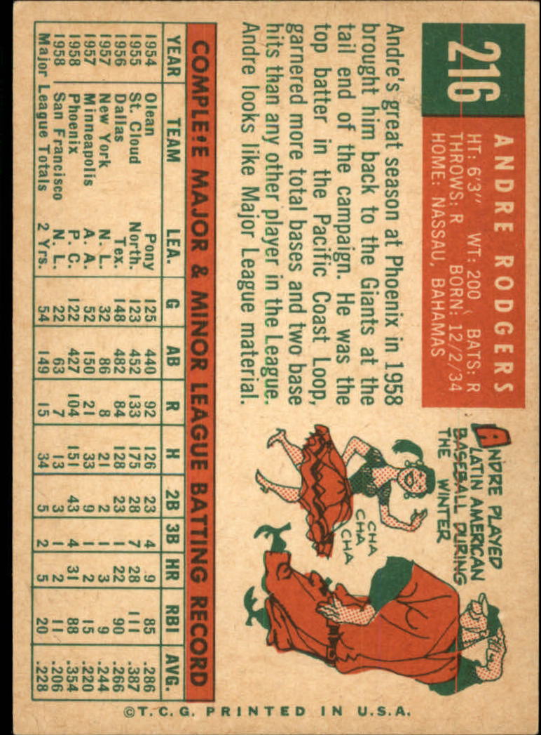 1959 TOPPS BASEBALL ASSORTED SINGLES U-PICK #1-220 - Picture 492 of 500