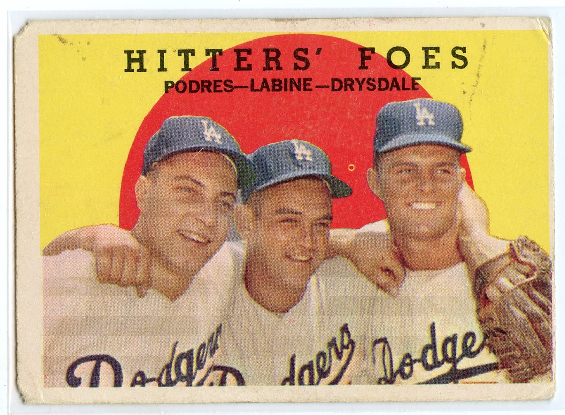 1959 Topps #262 Hitters Foes/Johnny Podres/Clem Labine/Don Drysdale
