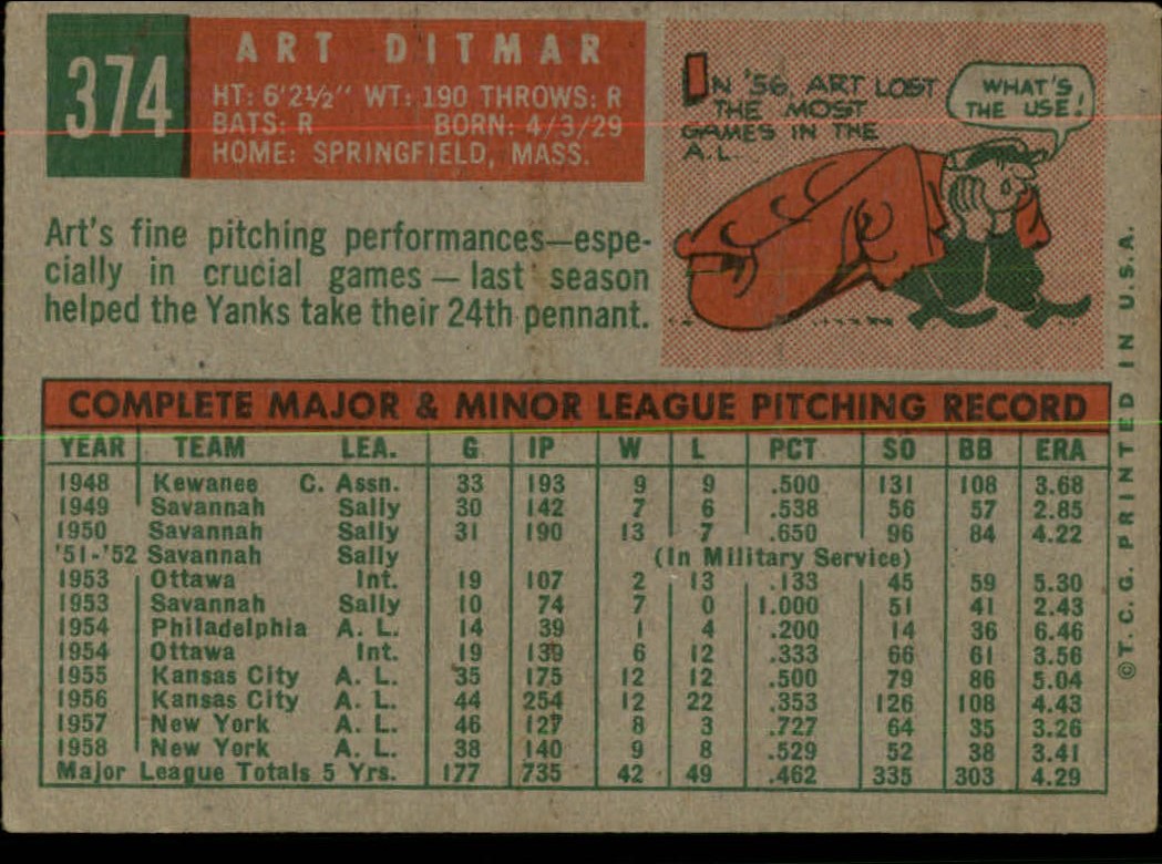 1959 TOPPS BASEBALL ASSORTED SINGLES U-PICK #362-556 - Picture 53 of 488