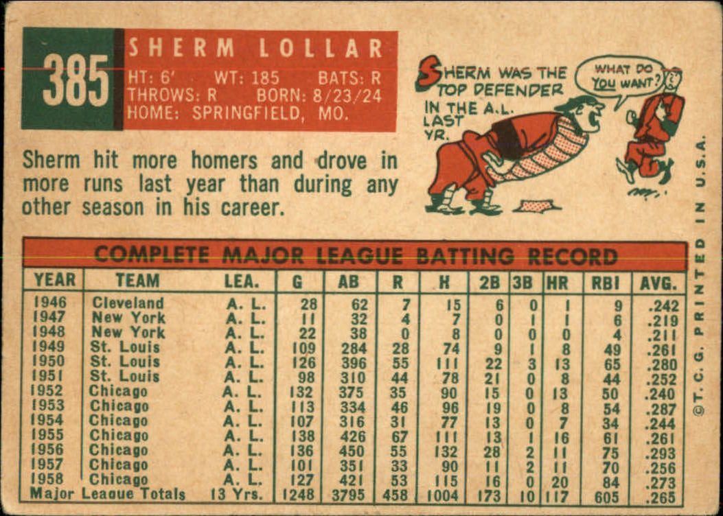 1959 TOPPS BASEBALL ASSORTED SINGLES U-PICK #362-556 - Picture 97 of 488