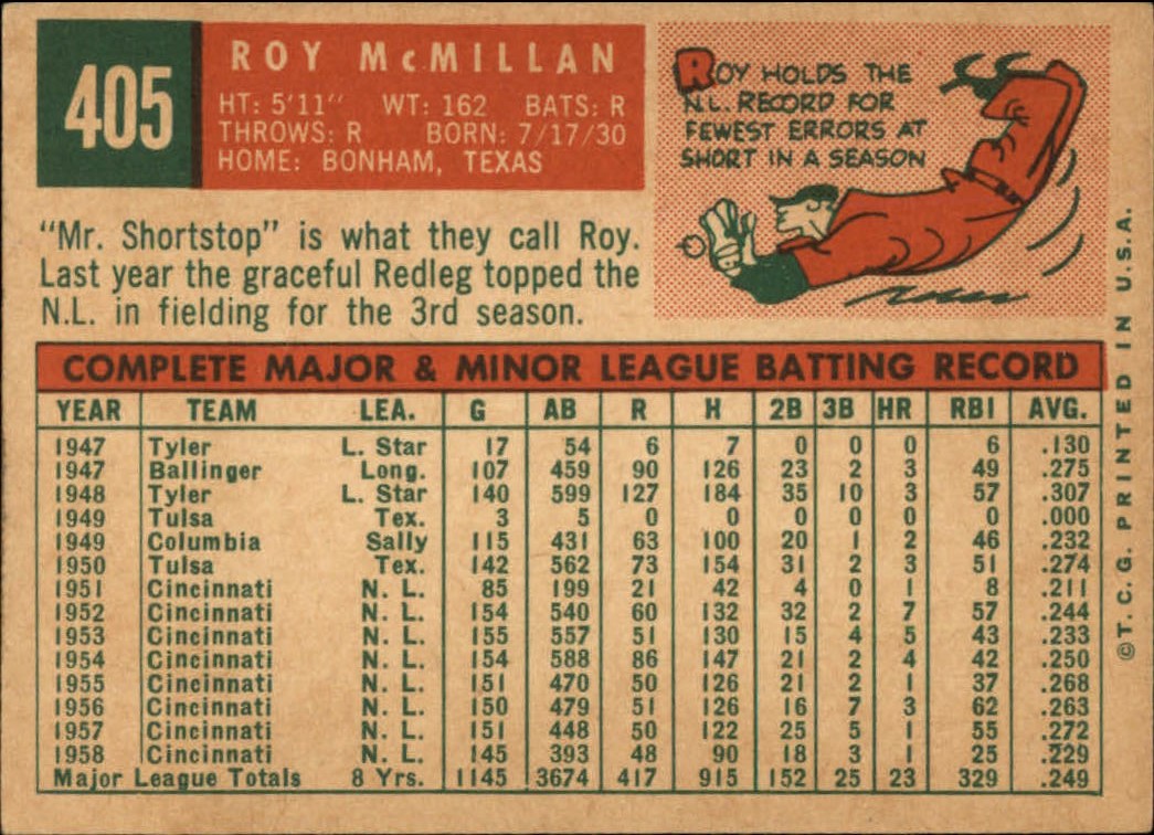 1959 TOPPS BASEBALL ASSORTED SINGLES U-PICK #362-556 - Picture 191 of 488