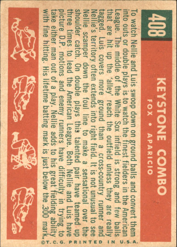 1959 Topps #408 Keystone Combo/Nellie Fox/Luis Aparicio back image