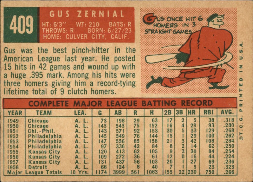 1959 TOPPS BASEBALL ASSORTED SINGLES U-PICK #362-556 - Picture 208 of 488