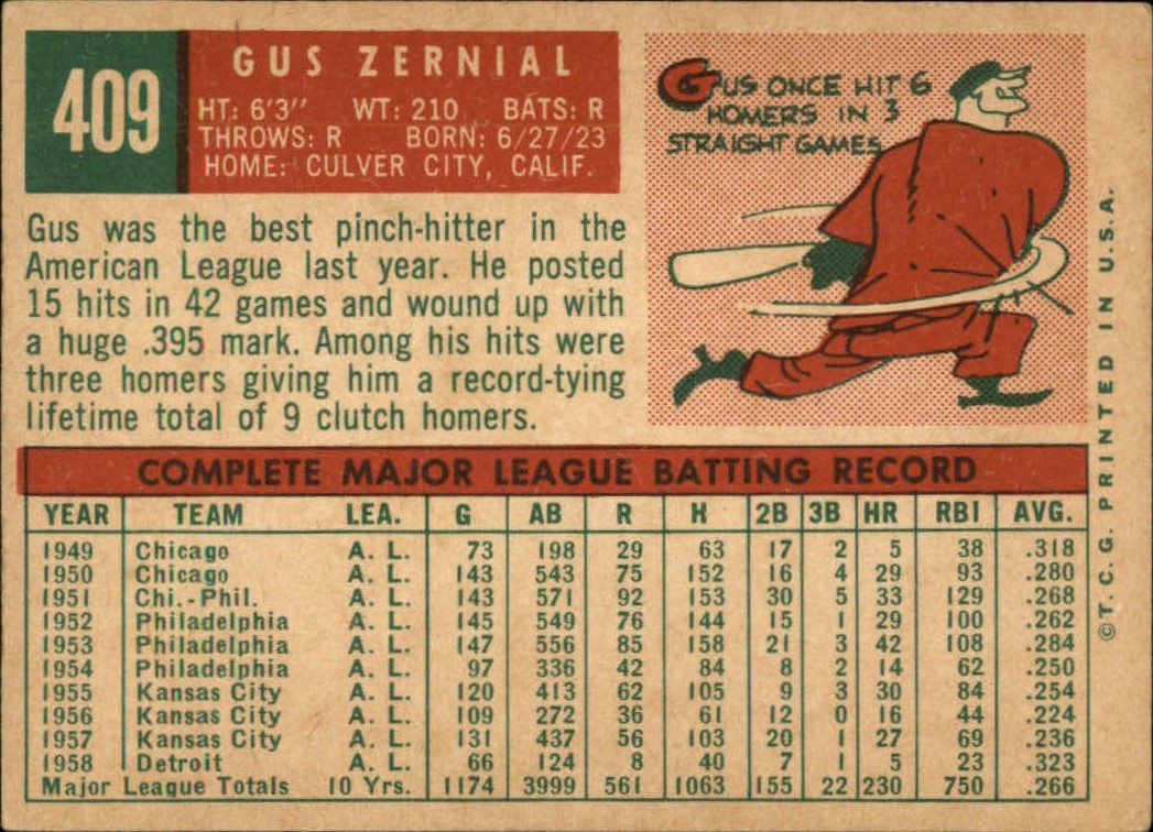1959 TOPPS BASEBALL ASSORTED SINGLES U-PICK #362-556 - Picture 210 of 488