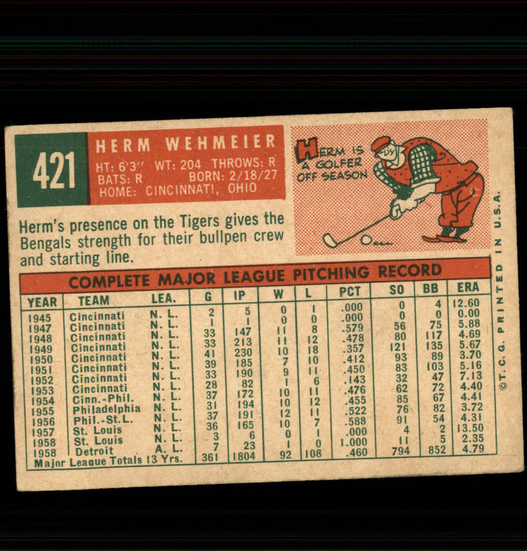 1959 TOPPS BASEBALL ASSORTED SINGLES U-PICK #362-556 - Picture 262 of 488