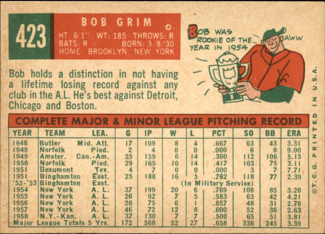1959 TOPPS BASEBALL ASSORTED SINGLES U-PICK #362-556 - Picture 266 of 488