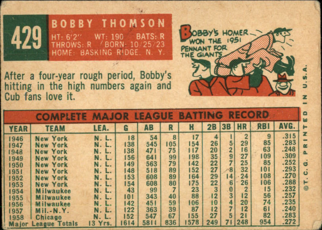 1959 TOPPS BASEBALL ASSORTED SINGLES U-PICK #362-556 - Picture 284 of 488