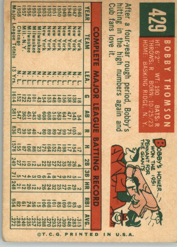 1959 TOPPS BASEBALL ASSORTED SINGLES U-PICK #362-556 - Picture 286 of 488