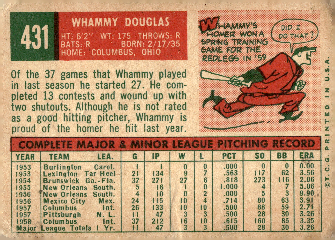 1959 TOPPS BASEBALL ASSORTED SINGLES U-PICK #362-556 - Picture 288 of 488