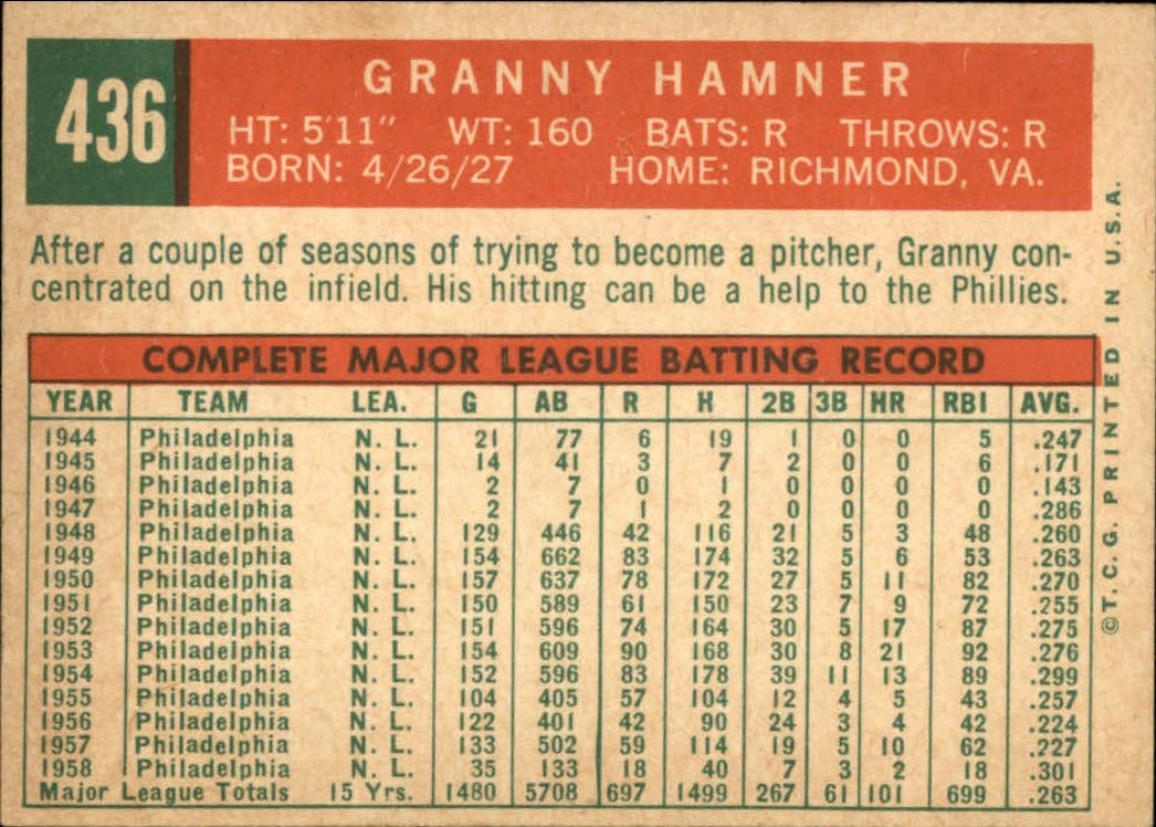 1959 TOPPS BASEBALL ASSORTED SINGLES U-PICK #362-556 - Picture 294 of 488