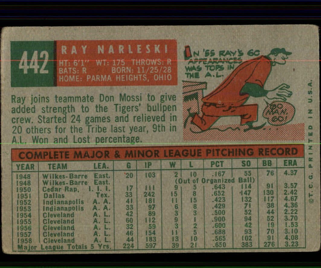 1959 TOPPS BASEBALL ASSORTED SINGLES U-PICK #362-556 - Picture 312 of 488