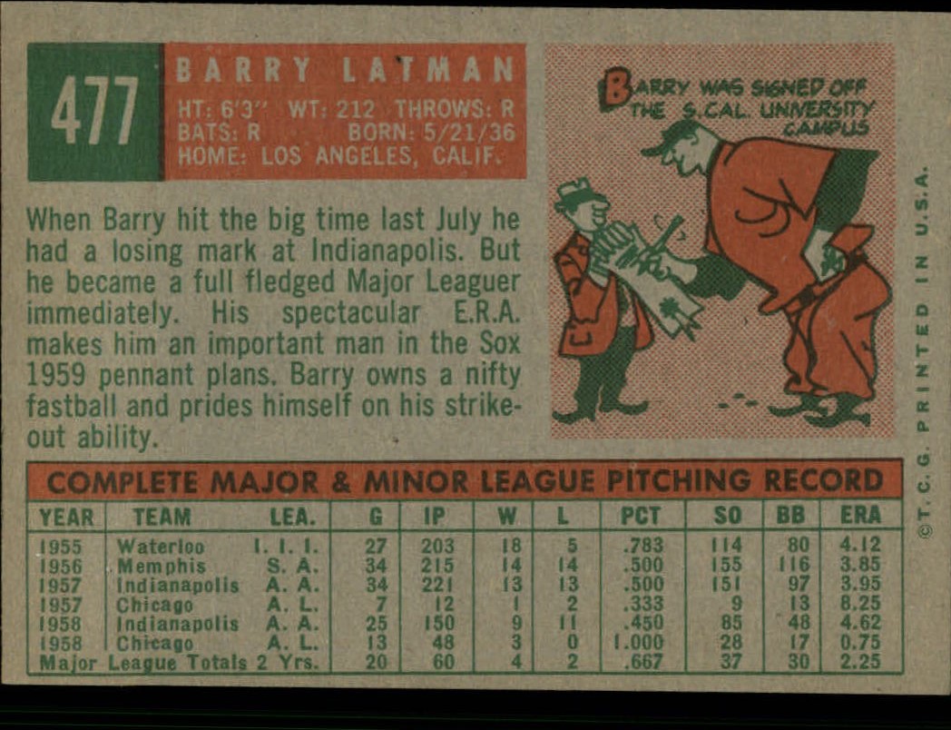 1959 TOPPS BASEBALL ASSORTED SINGLES U-PICK #362-556 - Picture 390 of 488