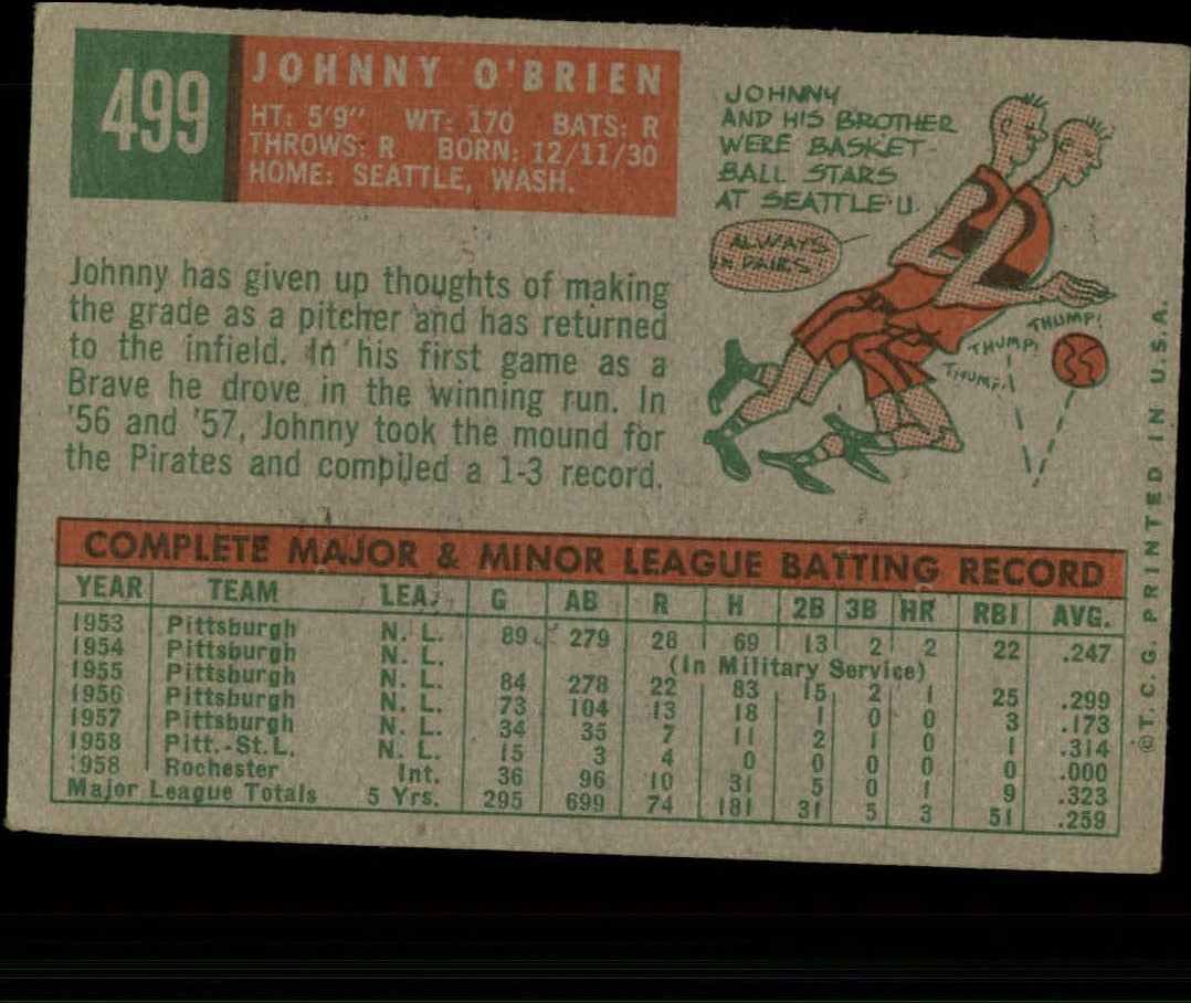 1959 TOPPS BASEBALL ASSORTED SINGLES U-PICK #362-556 - Picture 440 of 488