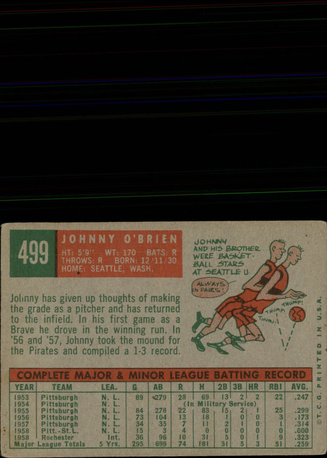1959 TOPPS BASEBALL ASSORTED SINGLES U-PICK #362-556 - Picture 442 of 488