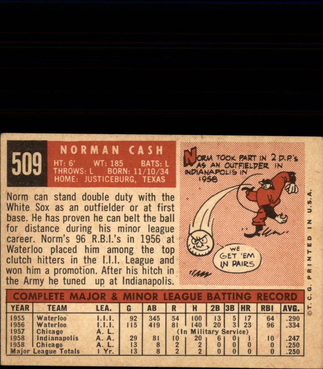 1959 TOPPS BASEBALL ASSORTED SINGLES U-PICK #362-556 - Picture 456 of 488