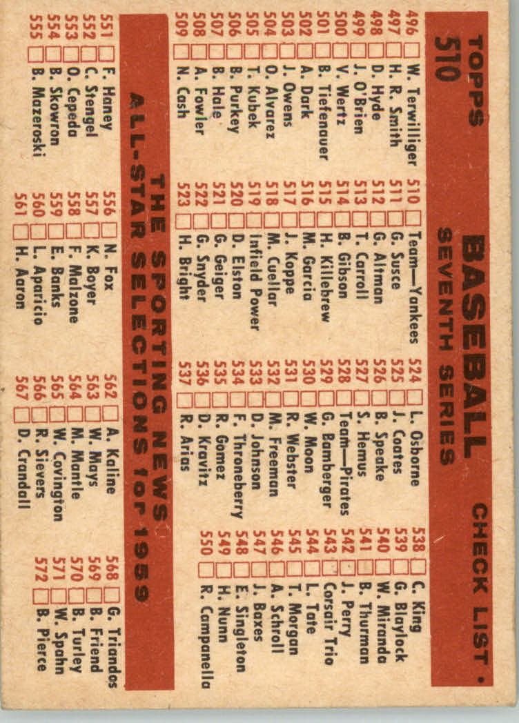 1959 TOPPS BASEBALL ASSORTED SINGLES U-PICK #362-556 - Picture 462 of 488