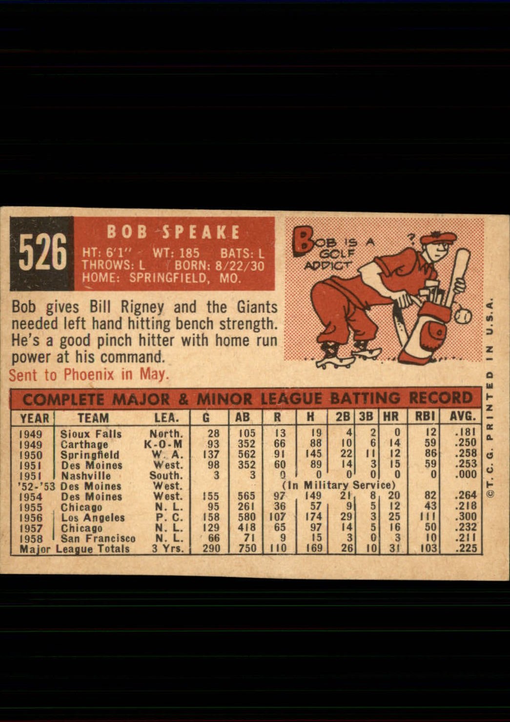 1959 TOPPS BASEBALL ASSORTED SINGLES U-PICK #362-556 - Picture 470 of 488
