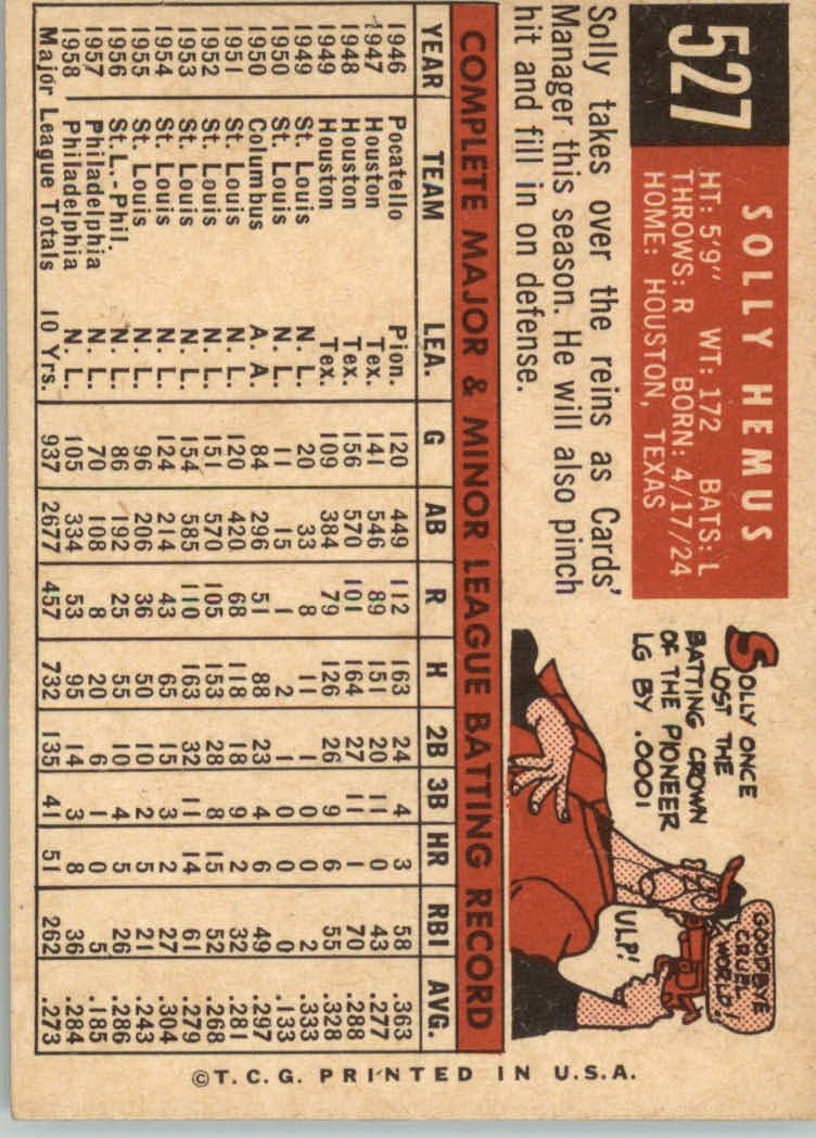 1959 TOPPS BASEBALL ASSORTED SINGLES U-PICK #362-556 - Picture 472 of 488