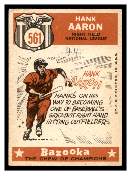 1959 Topps #561 Hank Aaron AS back image
