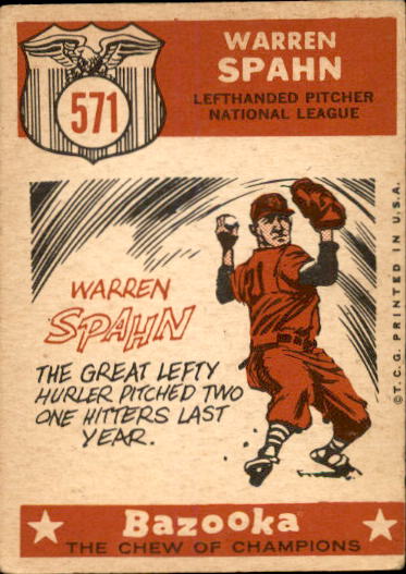 1959 Topps #571 Warren Spahn AS back image